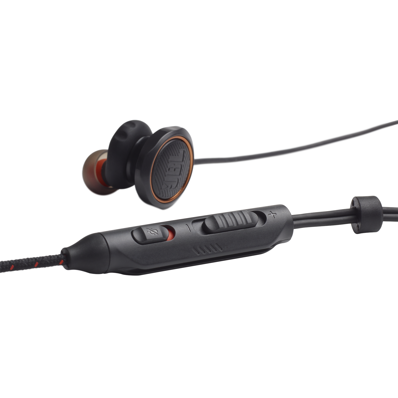JBL Quantum 50 - Black - Wired in-ear gaming headset with volume slider and mic mute - Detailshot 1
